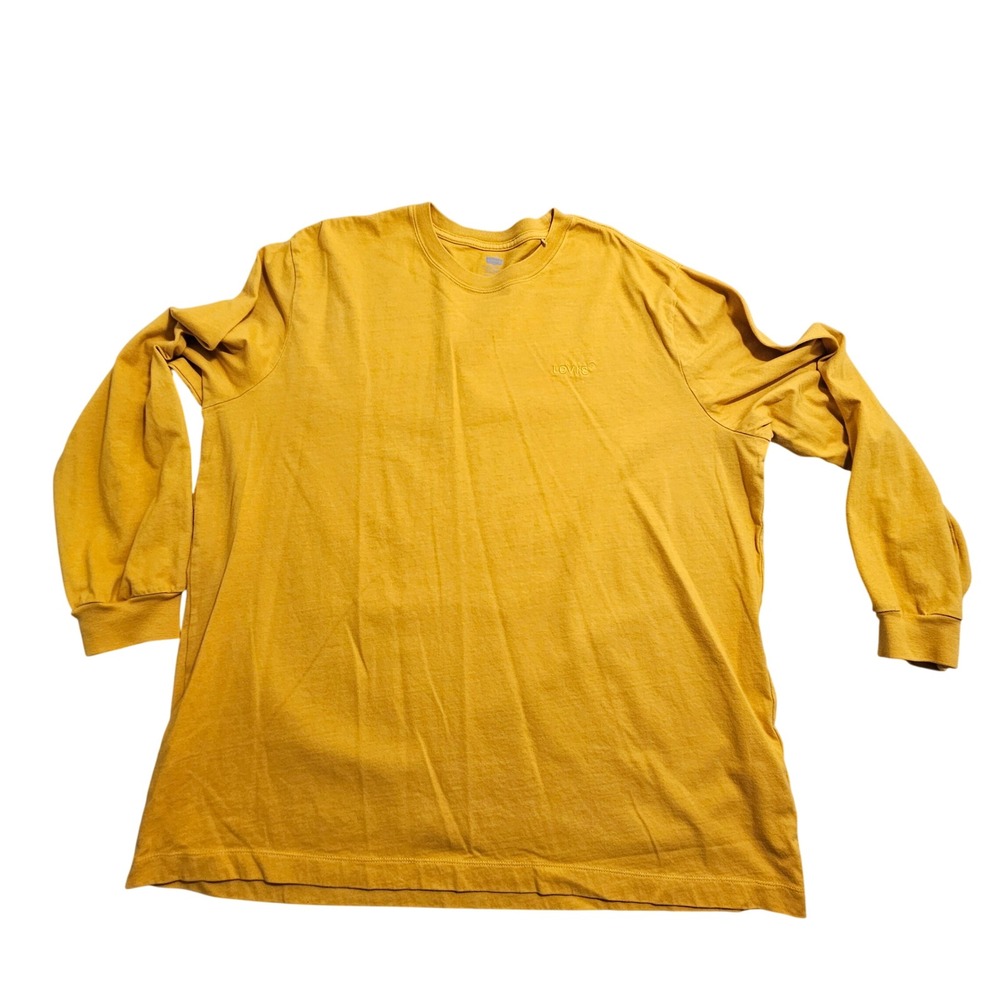 Levi's Long Sleeve T-Shirt Mens XL‎ Mustard Yellow Relaxed Fit Logo A0642-0025